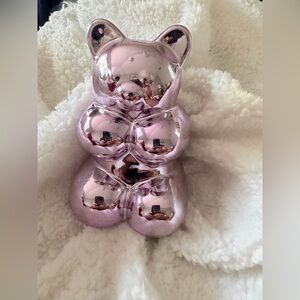 Pink Metallic Bear Figurine